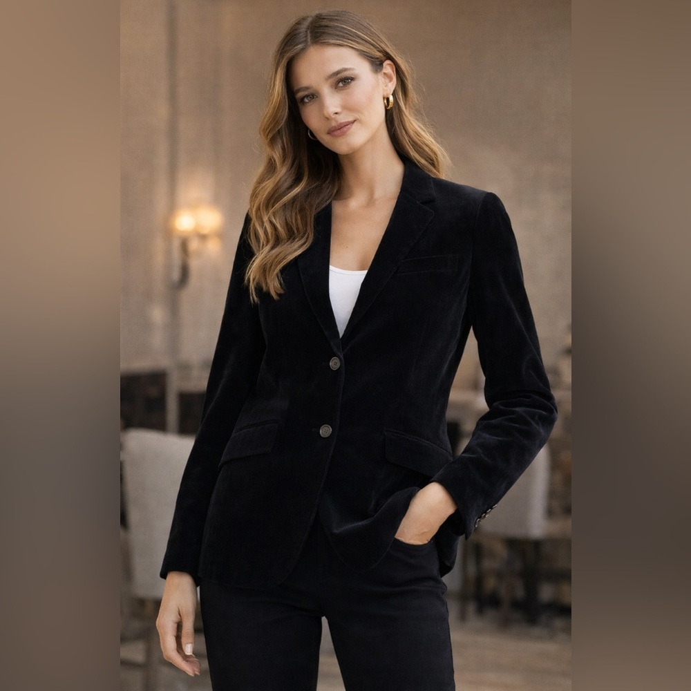 Theory Black Velvet Blazer | Luxe Tailored Evening Jacket | Size 6